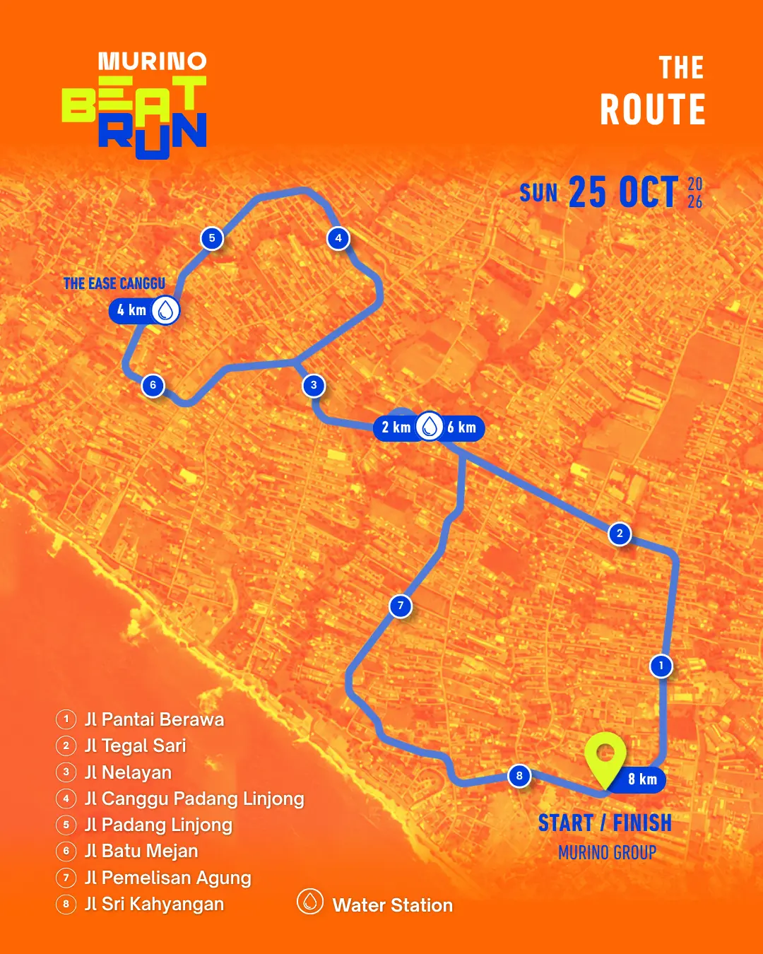 Murino Beat Run Official 8K Route Map Canggu